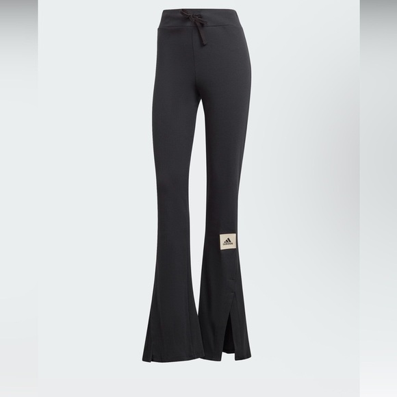 Adidas Black Sweatpants for Active Comfort LOUNGE RIBBED FLARED-LEG PANTS Large - Picture 1 of 11